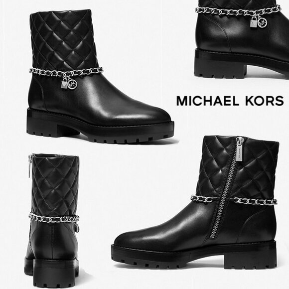 Michael Kors Elsa Mid Bootie Quilted Leather Boots Women's 9.5 - Picture 4 of 4